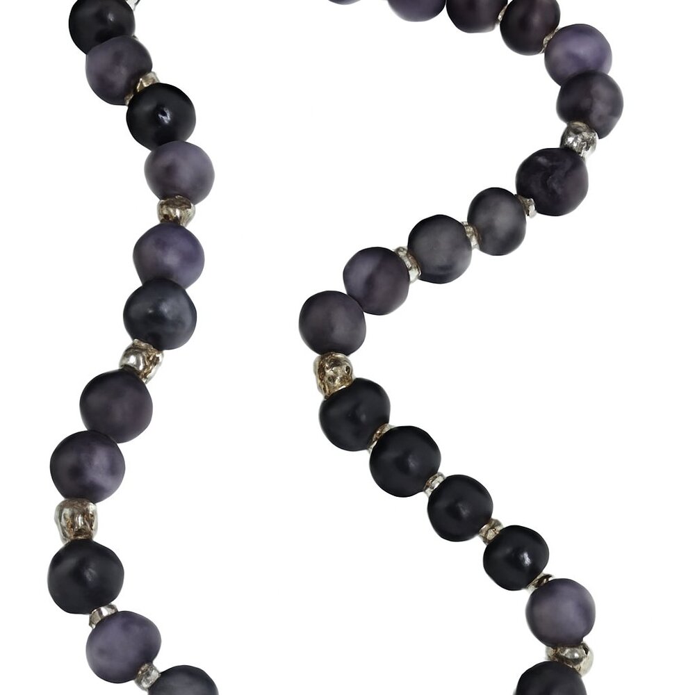 Frosted Purple and Silver Beaded Necklace‎ - New - Picture 3 of 3